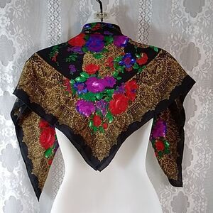 Vintage Silk 100% Women Scarf Size 30x30